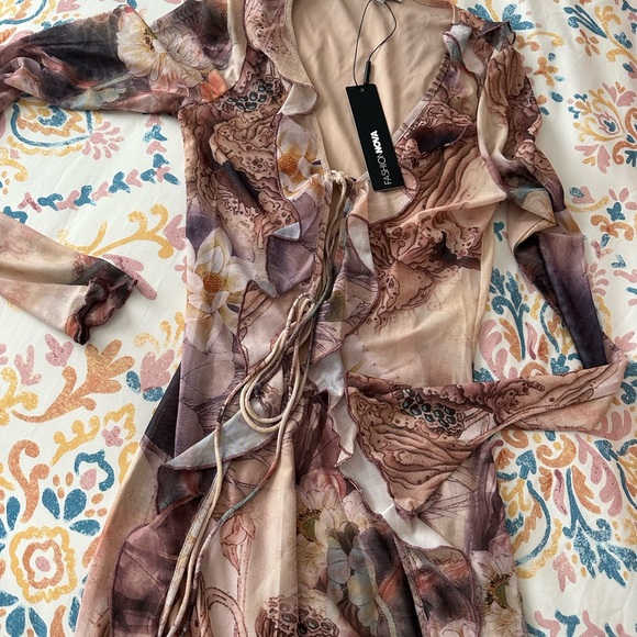 NWT Fashion Nova tan mesh dress - Picture 3 of 3